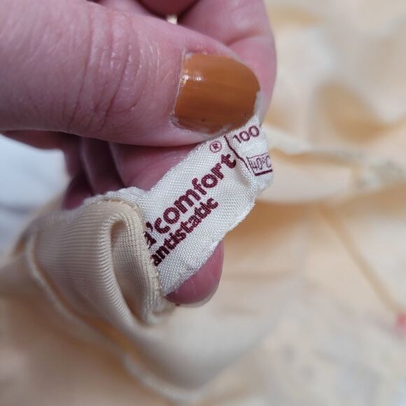 VINTAGE 80s slip ivory cream lace and satin rose grunge floral dress 48/L - Picture 10 of 13